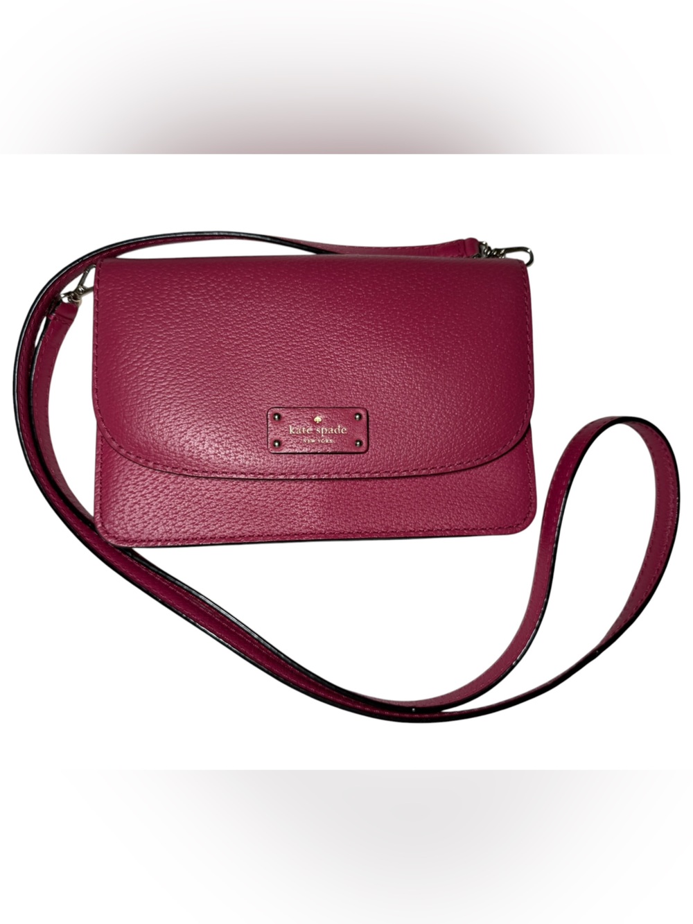 GUC Kate Spade Magenta Pebbled Leather Flap Crossbody Bag